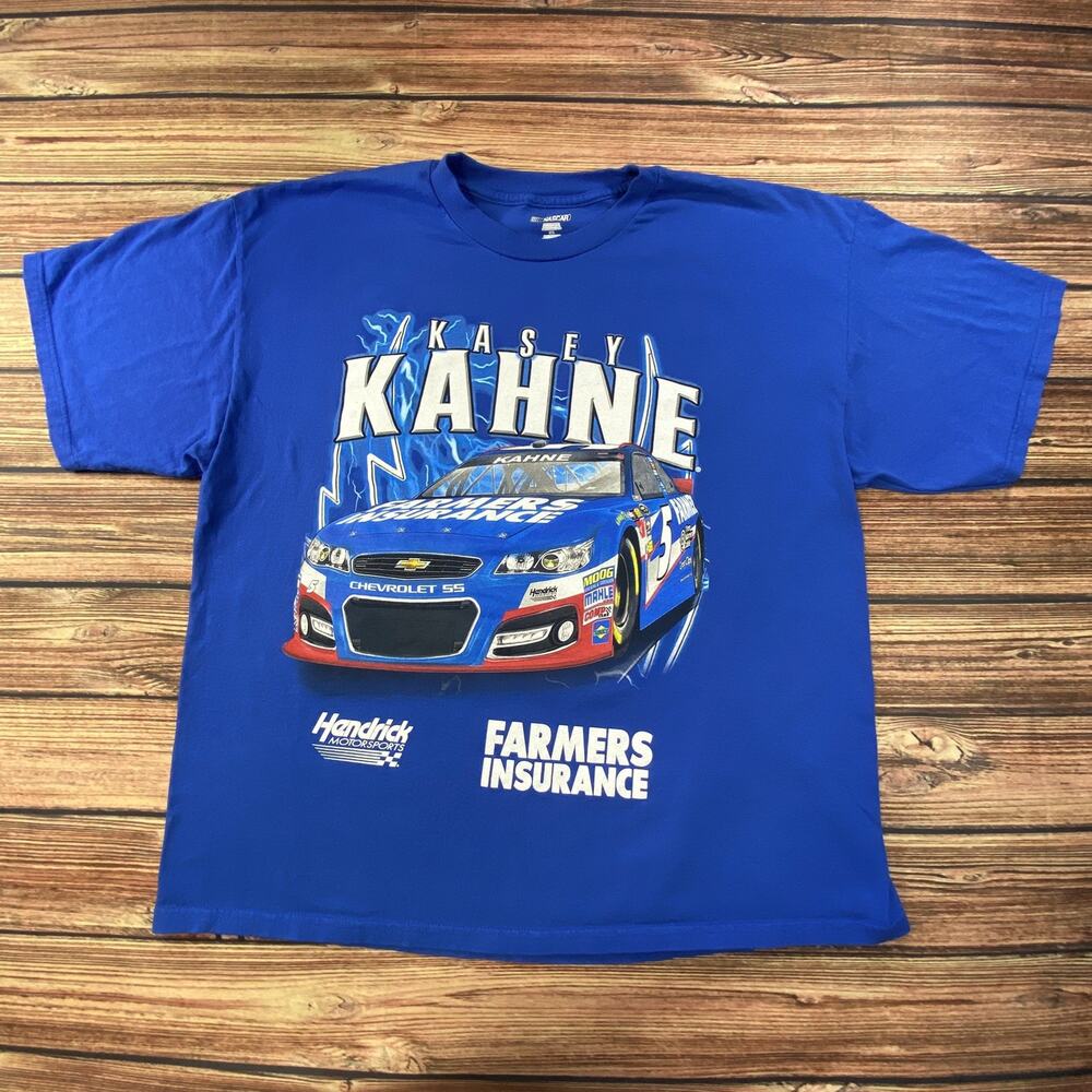NASCAR Kasey Kahne Hendrick Motorsports Farmers Insurance Blue Graphic Tee 2XL